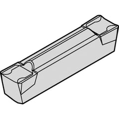 Kennametal - A4C0405 CF KCU25 Grade, 0.1594" Cutting Width, Carbide Cutoff Insert - 10° Left Hand Lead Angle, 0.008" Cnr Rad, AlTiN Coated, Double End - Apex Tool & Supply