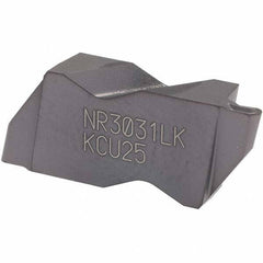 Kennametal - 3031NR K Grade KCU25, 1.58mm Cutting Width Carbide Grooving Insert - 2.39mm Max Depth of Cut, Left Hand, 0.79mm Corner Radius, AlTiN Finish - Apex Tool & Supply