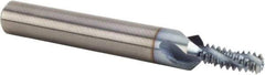 Kennametal - 1/4-28 UNF, 0.2028" Cutting Diam, 3 Flute, Solid Carbide Helical Flute Thread Mill - 62mm OAL, 8mm Shank Diam - Apex Tool & Supply