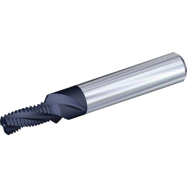 Kennametal - M10x1.50 Metric Coarse, 0.3228" Cutting Diam, 3 Flute, Solid Carbide Helical Flute Thread Mill - Internal Thread, 20.29mm LOC, 80mm OAL, 12mm Shank Diam - Apex Tool & Supply