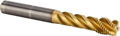 Kennametal - M14x2.00 Metric 4 Flute 6HX Modified Bottoming Spiral Flute Tap - Solid Carbide, TiAlN Finish, 110mm OAL, Right Hand Flute, Right Hand Thread, Series T331 - Apex Tool & Supply