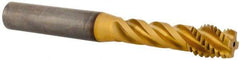 Kennametal - M12x1.75 Metric 4 Flute 6HX Modified Bottoming Spiral Flute Tap - Solid Carbide, TiAlN Finish, 100mm OAL, Right Hand Flute, Right Hand Thread, Series T331 - Apex Tool & Supply