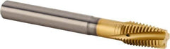 Kennametal - M12x1.75 Metric 4 Flute 6HX Plug Spiral Flute Tap - Solid Carbide, TiAlN/TiN Finish, 100mm OAL, Left Hand Flute, Right Hand Thread, Series T321 - Apex Tool & Supply