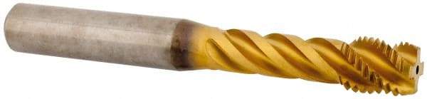 Kennametal - M12x1.50 Metric Fine 4 Flute 6HX Modified Bottoming Spiral Flute Tap - Solid Carbide, TiAlN Finish, 100mm OAL, Right Hand Flute, Right Hand Thread, Series T331 - Apex Tool & Supply