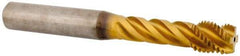 Kennametal - M12x1.50 Metric Fine 4 Flute 6HX Modified Bottoming Spiral Flute Tap - Solid Carbide, TiAlN Finish, 100mm OAL, Right Hand Flute, Right Hand Thread, Series T331 - Apex Tool & Supply