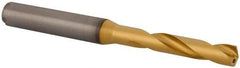 Kennametal - 6.1mm 140° Spiral Flute Solid Carbide Screw Machine Drill Bit - Multilayer TiAlN Finish, Right Hand Cut, 34mm Flute Length, 79mm OAL, Standard Point, Straight Shank, Through Coolant - Apex Tool & Supply