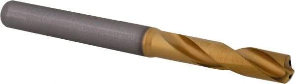 Kennametal - 7/32" 140° Spiral Flute Solid Carbide Screw Machine Drill Bit - Multilayer TiAlN Finish, Right Hand Cut, 28mm Flute Length, 66mm OAL, Standard Point, Straight Shank, Through Coolant - Apex Tool & Supply