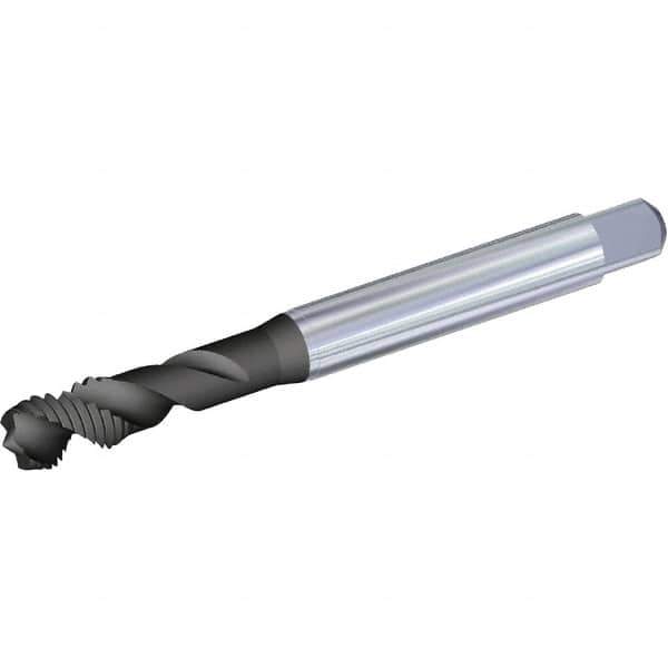 Kennametal - M12x1.75 Metric 3 Flute 6H Plug Spiral Flute Tap - High Speed Steel, Diamond-Like Carbon (DLC) Finish, 110mm OAL, Right Hand Flute, Right Hand Thread, Series T680 - Apex Tool & Supply