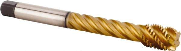 Kennametal - M24x3.00 Metric 5 Flute 6HX Modified Bottoming Spiral Flute Tap - Powdered Metal, TiCN/TiN Finish, 200mm OAL, Right Hand Flute, Right Hand Thread, Series T630 - Apex Tool & Supply