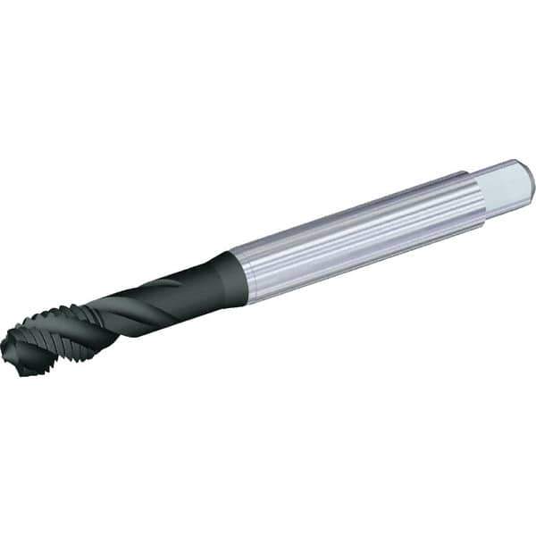 Kennametal - M20x2.50 Metric 4 Flute 6H Modified Bottoming Spiral Flute Tap - Powdered Metal, TiN Finish, 140mm OAL, Right Hand Flute, Right Hand Thread, Series T604 - Apex Tool & Supply