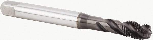 Kennametal - M8x1.25 Metric 3 Flute 6H Modified Bottoming Spiral Flute Tap - Powdered Metal, TiN Finish, 90mm OAL, Right Hand Flute, Right Hand Thread, Series T604 - Apex Tool & Supply