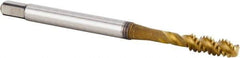 Kennametal - #10-32 UNF 3 Flute 2BX Modified Bottoming Spiral Flute Tap - Powdered Metal, TiCN/TiN Finish, 59.94mm OAL, Right Hand Flute, Right Hand Thread, Series T630 - Exact Industrial Supply