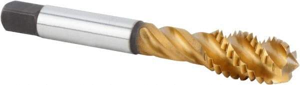 Kennametal - 5/16-18 UNC 3 Flute 2BX Modified Bottoming Spiral Flute Tap - Powdered Metal, TiCN/TiN Finish, 69.09mm OAL, Right Hand Flute, Right Hand Thread, Series T630 - Apex Tool & Supply