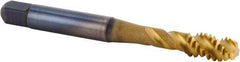 Kennametal - M8x1.25 Metric 3 Flute 6HX Modified Bottoming Spiral Flute Tap - Powdered Metal, TiCN/TiN Finish, 68.58mm OAL, Right Hand Flute, Right Hand Thread, Series T630 - Apex Tool & Supply