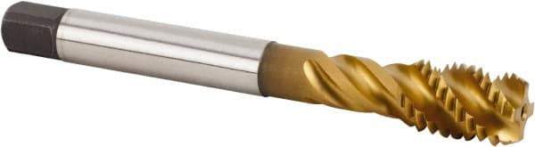 Kennametal - M14x2.00 Metric 4 Flute 6HX Bottoming Spiral Flute Tap - Powdered Metal, TiN Finish, 110mm OAL, Right Hand Flute, Right Hand Thread, Series T633 - Apex Tool & Supply