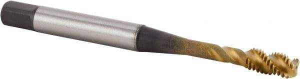 Kennametal - M10x1.50 Metric 3 Flute 6HX Bottoming Spiral Flute Tap - Powdered Metal, TiN Finish, 100mm OAL, Right Hand Flute, Right Hand Thread, Series T633 - Apex Tool & Supply