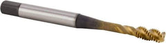 Kennametal - M10x1.50 Metric 3 Flute 6HX Bottoming Spiral Flute Tap - Powdered Metal, TiN Finish, 100mm OAL, Right Hand Flute, Right Hand Thread, Series T633 - Apex Tool & Supply