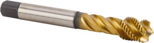 Kennametal - M14x1.50 Metric Fine 4 Flute 6HX Bottoming Spiral Flute Tap - Powdered Metal, TiN Finish, 100mm OAL, Right Hand Flute, Right Hand Thread, Series T632 - Apex Tool & Supply