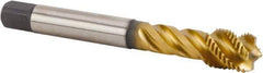 Kennametal - M14x1.50 Metric Fine 4 Flute 6HX Bottoming Spiral Flute Tap - Powdered Metal, TiN Finish, 100mm OAL, Right Hand Flute, Right Hand Thread, Series T632 - Apex Tool & Supply