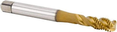 Kennametal - M10x1.50 Metric 3 Flute 6HX Bottoming Spiral Flute Tap - Powdered Metal, TiN Finish, 100.1mm OAL, Right Hand Flute, Right Hand Thread, Series T632 - Apex Tool & Supply