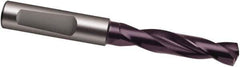 Guhring - 25/64" 140° Spiral Flute Solid Carbide Screw Machine Drill Bit - FIREX Finish, Right Hand Cut, 47mm Flute Length, 89mm OAL, SU Point, Whistle Notch Shank, Through Coolant - Apex Tool & Supply