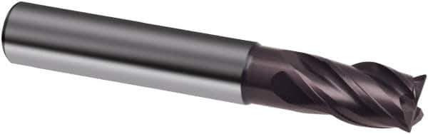 Guhring - 8mm, 12mm LOC, 8mm Shank Diam, 58mm OAL, 4 Flute, Solid Carbide Square End Mill - Single End, FIREX Finish, Spiral Flute, 35/38° Helix, Centercutting, Right Hand Cut, Right Hand Flute, Series 6706 - Apex Tool & Supply