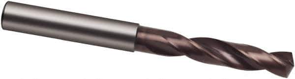 Guhring - 10.2mm 140° Spiral Flute Solid Carbide Screw Machine Drill Bit - nano-Si Finish, Right Hand Cut, 55mm Flute Length, 102mm OAL, HF Point, Straight Shank - Apex Tool & Supply