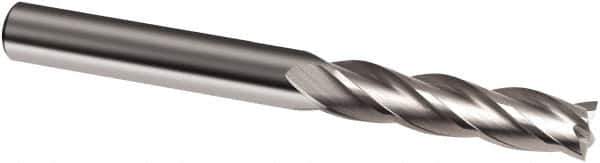 Guhring - 1/2", 3" LOC, 1/2" Shank Diam, 6" OAL, 4 Flute, Solid Carbide Square End Mill - Single End, Uncoated, Spiral Flute, 30° Helix, Right Hand Cut, Right Hand Flute, Series 3151 - Apex Tool & Supply