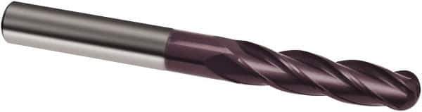 Guhring - 8mm Diam, 40mm LOC, 4 Flute Solid Carbide Ball End Mill - FIREX Finish, Single End, 100mm OAL, 8mm Shank Diam, Spiral Flute - Apex Tool & Supply