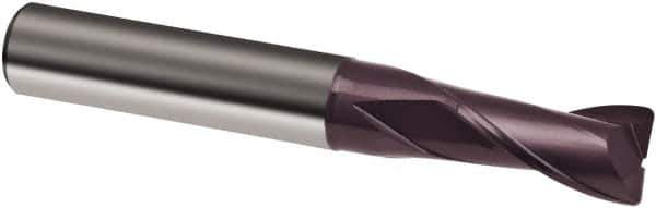 Guhring - 1/4", 3/4" LOC, 1/4" Shank Diam, 2-1/2" OAL, 2 Flute, Solid Carbide Square End Mill - Single End, FIREX Finish, Spiral Flute, 30° Helix, Right Hand Cut, Right Hand Flute, Series 3087 - Apex Tool & Supply