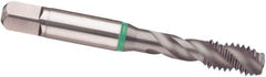Guhring - 1-1/8 - 7 UNC 4 Flute 2B Modified Bottoming Spiral Flute Tap - Cobalt, TiCN Finish, 5.441" OAL, Right Hand Flute, Right Hand Thread, H6/H7, Series 3949 - Apex Tool & Supply