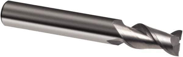 Guhring - 1/2", 2" LOC, 1/2" Shank Diam, 4-1/2" OAL, 2 Flute, Solid Carbide Square End Mill - Single End, Super-A Finish, Spiral Flute, 45° Helix, Right Hand Cut, Right Hand Flute, Series 3875 - Apex Tool & Supply
