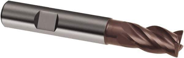 Guhring - 12mm, 16mm LOC, 12mm Shank Diam, 73mm OAL, 4 Flute, Solid Carbide Square End Mill - Single End, Nano-A Finish, Spiral Flute, 36/38° Helix, Centercutting, Right Hand Cut, Right Hand Flute, Series 3805 - Apex Tool & Supply