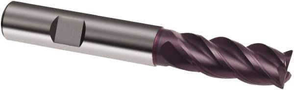 Guhring - 12mm, 26mm LOC, 12mm Shank Diam, 83mm OAL, 4 Flute, Solid Carbide Square End Mill - Single End, FIREX Finish, Spiral Flute, 40/42° Helix, Centercutting, Right Hand Cut, Right Hand Flute, Series 3630 - Apex Tool & Supply