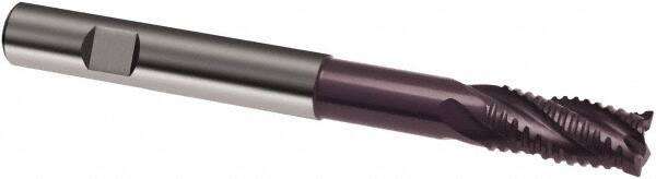 Guhring - 8mm, 19mm LOC, 8mm Shank Diam, 100mm OAL, 4 Flute, Solid Carbide Square End Mill - Single End, FIREX Finish, Spiral Flute, 30/32° Helix, Centercutting, Right Hand Cut, Right Hand Flute, Series 3600 - Apex Tool & Supply