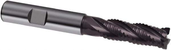 Guhring - 8mm, 24mm LOC, 8mm Shank Diam, 75mm OAL, 4 Flute, Solid Carbide Square End Mill - Single End, FIREX Finish, Spiral Flute, 30/32° Helix, Centercutting, Right Hand Cut, Right Hand Flute, Series 3522 - Apex Tool & Supply
