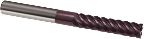 Guhring - 5/16", 1-1/8" LOC, 5/16" Shank Diam, 3" OAL, 6 Flute, Solid Carbide Square End Mill - Single End, FIREX Finish, Spiral Flute, 45° Helix, Right Hand Cut, Right Hand Flute, Series 3181 - Apex Tool & Supply