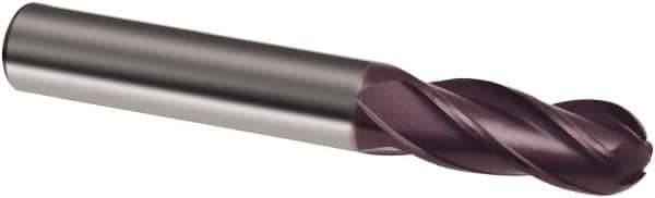 Guhring - 11/32" Diam, 1" LOC, 4 Flute Solid Carbide Ball End Mill - FIREX Finish, Single End, 2-1/2" OAL, 11/32" Shank Diam, Spiral Flute - Apex Tool & Supply