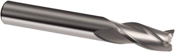 Guhring - 1/2", 1" LOC, 1/2" Shank Diam, 3" OAL, 3 Flute, Solid Carbide Square End Mill - Single End, Uncoated, Spiral Flute, 30° Helix, Right Hand Cut, Right Hand Flute, Series 3168 - Apex Tool & Supply