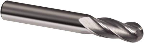 Guhring - 7/16" Diam, 1" LOC, 4 Flute Solid Carbide Ball End Mill - Uncoated, Single End, 2-3/4" OAL, 7/16" Shank Diam, Spiral Flute - Apex Tool & Supply