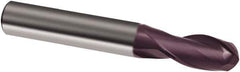 Guhring - 23/64" Diam, 1" LOC, 2 Flute Solid Carbide Ball End Mill - FIREX Finish, Single End, 2-1/2" OAL, 3/8" Shank Diam, Spiral Flute - Apex Tool & Supply