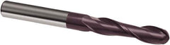 Guhring - 7/16" Diam, 2" LOC, 2 Flute Solid Carbide Ball End Mill - FIREX Finish, Single End, 4-1/2" OAL, 7/16" Shank Diam, Spiral Flute - Apex Tool & Supply