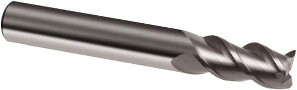 Guhring - 10mm, 19mm LOC, 10mm Shank Diam, 72mm OAL, 3 Flute, Solid Carbide Square End Mill - Single End, Uncoated, Spiral Flute, 45° Helix, Right Hand Cut, Right Hand Flute, Series 3203 - Apex Tool & Supply