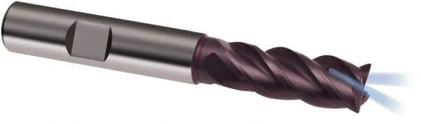 Guhring - 8mm, 19mm LOC, 8mm Shank Diam, 63mm OAL, 4 Flute, Solid Carbide Square End Mill - Single End, FIREX Finish, Spiral Flute, 40/42° Helix, Centercutting, Right Hand Cut, Right Hand Flute, Series 3366 - Apex Tool & Supply