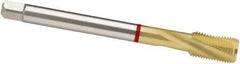 Guhring - 5/8-11 UNC 4 Flute 2B Modified Bottoming Spiral Flute Tap - Powdered Metal, TiN Finish, 4.331" OAL, Right Hand Flute, Right Hand Thread, H5/H6, Series 4124 - Apex Tool & Supply