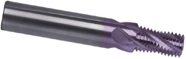 Guhring - 3/8-18 NPT, 0.441" Cutting Diam, 4 Flute, Solid Carbide Helical Flute Thread Mill - Internal Thread, 0.583" LOC, 3-1/4" OAL, 1/2" Shank Diam - Apex Tool & Supply