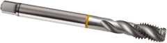Guhring - M14x1.25 Metric Fine 3 Flute 6H Modified Bottoming Spiral Flute Tap - Cobalt, Bright Finish, 100mm OAL, Right Hand Flute, Right Hand Thread, D4/D5, Series 834 - Apex Tool & Supply