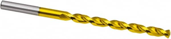 Taper Length Drill Bit: 0.1181″ Dia, 130 ° TiN Finish, RH Cut, Parabolic Flute, Straight Shank, Series 668