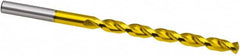 Taper Length Drill Bit: 0.1181″ Dia, 130 ° TiN Finish, RH Cut, Parabolic Flute, Straight Shank, Series 668