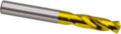 Guhring - 8.3mm 130° Spiral Flute Cobalt Screw Machine Drill Bit - TiN Finish, Right Hand Cut, 37mm Flute Length, 79mm OAL, Cone Relief Point, Straight Shank - Apex Tool & Supply